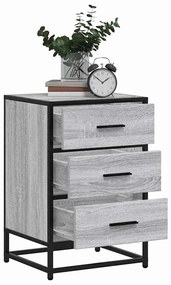 Mesa de cabeceira sonoma 40x34,5x60 cm madeira e metal cinzento