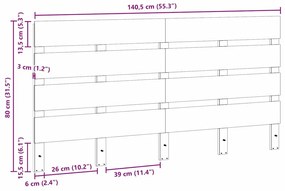 Cabeceira de Madeira Sólida de Pinheiro, 140cm, Castanho Envernizado