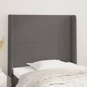 Cabeceira cama c/ abas couro artif. 93x16x118/128 cm cinzento