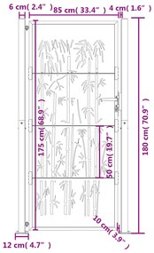 Portão de jardim 105x180 cm aço corten design bambu