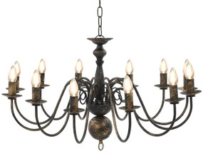 vidaXL Lustre antigo de 12 lâmpadas E14 preto