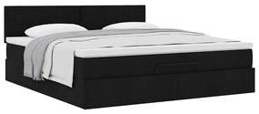Estrutura de cama otomana com colchão 180x200 cm tecido preto