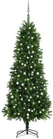3077729 vidaXL Árvore Natal artificial pré-iluminada c/ bolas 240 cm verde