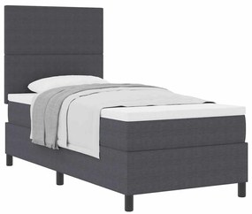 Cama Box Spring com Colchão Cinza Escuro 80x200 cm Tecido de Veludo Co