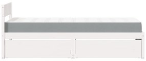 Cama com gavetas e colchão 90x200 cm pinho maciço branco