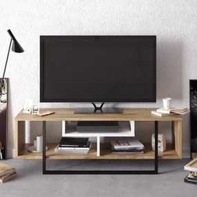 Móvel para TV Asal – Branco/Preto/Carvalho – 119,4 x 40,2 x 35,2 cm
