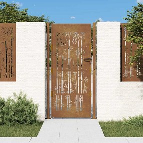 Portão de jardim 105x205 cm aço corten design bambu