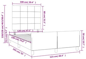 Estrutura de cama sem colchão 120x190 cm Veludo cinza escuro