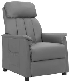 vidaXL Poltrona reclinável couro artificial cinzento