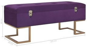 Banco com compartimento de arrumação 105 cm veludo roxo