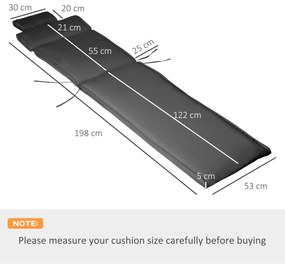 Outsunny Almofada para Espreguiçadeira 198x53x5cm Almofada Suave para