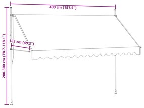 Toldo retrátil manual 400 cm antracite