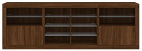 Aparador com luzes LED 202x37x67 cm carvalho castanho