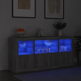 Aparador com luzes LED 142,5x37x67 cm cinzento sonoma