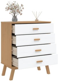 Cómoda OLDEN madeira de pinho maciça branco/castanho