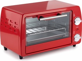 HOMCOM Forno Elétrico 10L de 750W com Temperatura Regulável e Temporizador, 36.5x26x22 cm, Vermelho | Aosom Portugal