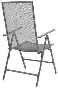 Cadeiras de jardim empilháveis 2 pcs aço cinzento