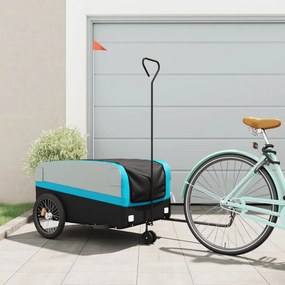 vidaXL Reboque para bicicleta 45 kg ferro preto e azul