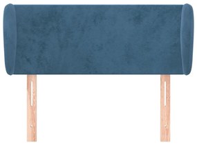 Cabeceira de cama c/ abas veludo 93x23x78/88 cm azul-escuro