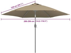 Tecido substituição p/ guarda-sol 300 cm cinzento-acastanhado