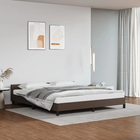 Estrutura cama c/ cabeceira 160x200cm couro artificial castanho