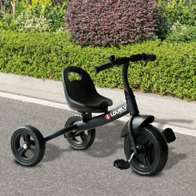 HOMCOM Triciclo para Crianças Acima de 18 Meses com Buzina e Rodas de Segurança 74x49x55cm Preto