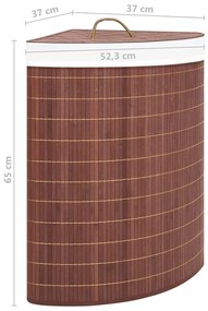 Cesto de canto para roupa suja 60 L bambu castanho