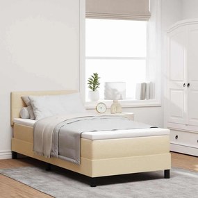 vidaXL Cama Box com colchão com led Creme 90 x 200 cm tecido