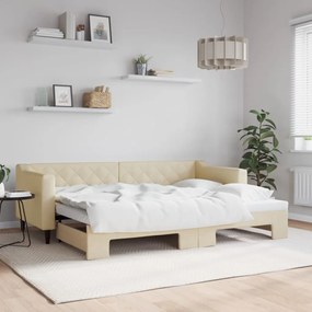 vidaXL Sofá-cama com gavetão 80x200 cm tecido cor creme