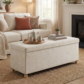 Banco com espaço de arrumação, 38 x 110 x 40 cm Bege cappuccino