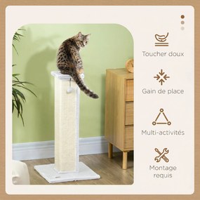 Arranhador para Gatos, 41 x 41 x 81 cm, Poste em Sisal, Cinzento