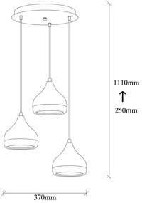 Chandelier Yildo – Branco, Vermelho, Dourado – Diâmetro: 37 cm, Altura