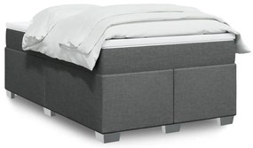 vidaXL Cama com molas/colchão 120x200 cm tecido cinzento-escuro