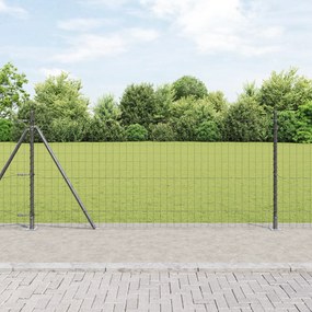 Cerca Euro com 7 Postes Flangeados 1x10 m Aço Galvanizado