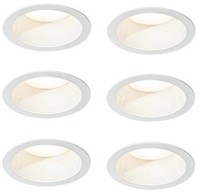 Conjunto de 6 focos embutidos brancos incluindo LED 3000K-5000K - Elias