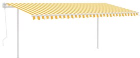 Toldo retrátil automático com postes 5x3 m amarelo e branco