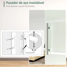 HOMCOM Porta de Correr de Vidro 90x205 cm Porta de Correr de Vidro com