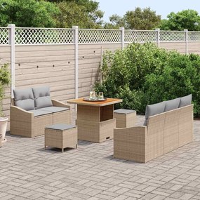 Conjunto de Sofá de Jardim vidaXL com Almofadas Bege de Polirattan e A