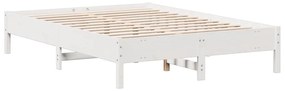Cama com estante sem colchão 140x190 cm pinho maciço branco
