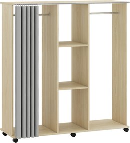 HOMCOM Armário guarda-roupa Móvel de Armazenamento 6 rodízios 120L x 40l x 128H cm em madeira natural | Aosom Portugal
