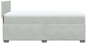 Cama com molas/colchão 80x200 cm veludo cinza-claro