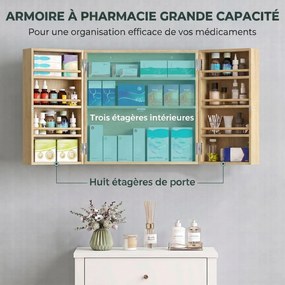 Armário de Medicamentos de Parede, 53 x 20 x 53 cm, Com Fechadura, Cor Carvalho