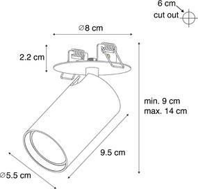 Foco embutido moderno preto GU10 50mm - Chels