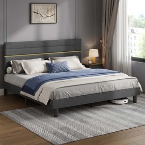 Estrutura de cama de casal para colchão (NÃO INCLUÍDO) de 180 x 200 cm Cinzento