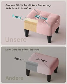 Banco em veludo com estofamento espesso 40 x 32 x 26 cm rosa + preto