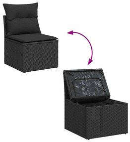Conjunto de Sofá de Jardim vidaXL com 6 Peças e Almofadas Rattan Preto
