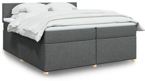 Cama com molas/colchão 200x200 cm tecido cinzento-escuro