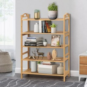 Sapateira de bambu com 5 níveis para sapatos com duas alças arredondadas 67,31 x 26,67 x 96,52 cm natural