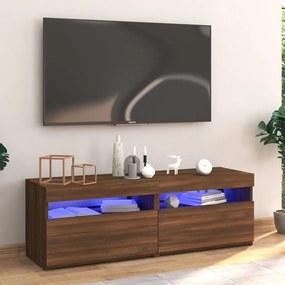Móvel de TV com luzes LED 120x35x40 cm cor carvalho castanho
