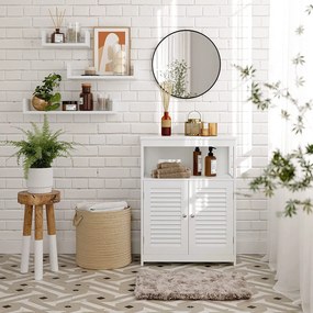 Armário de casa de banho com compartimento aberto 60 x 80 x 30 cm Branco